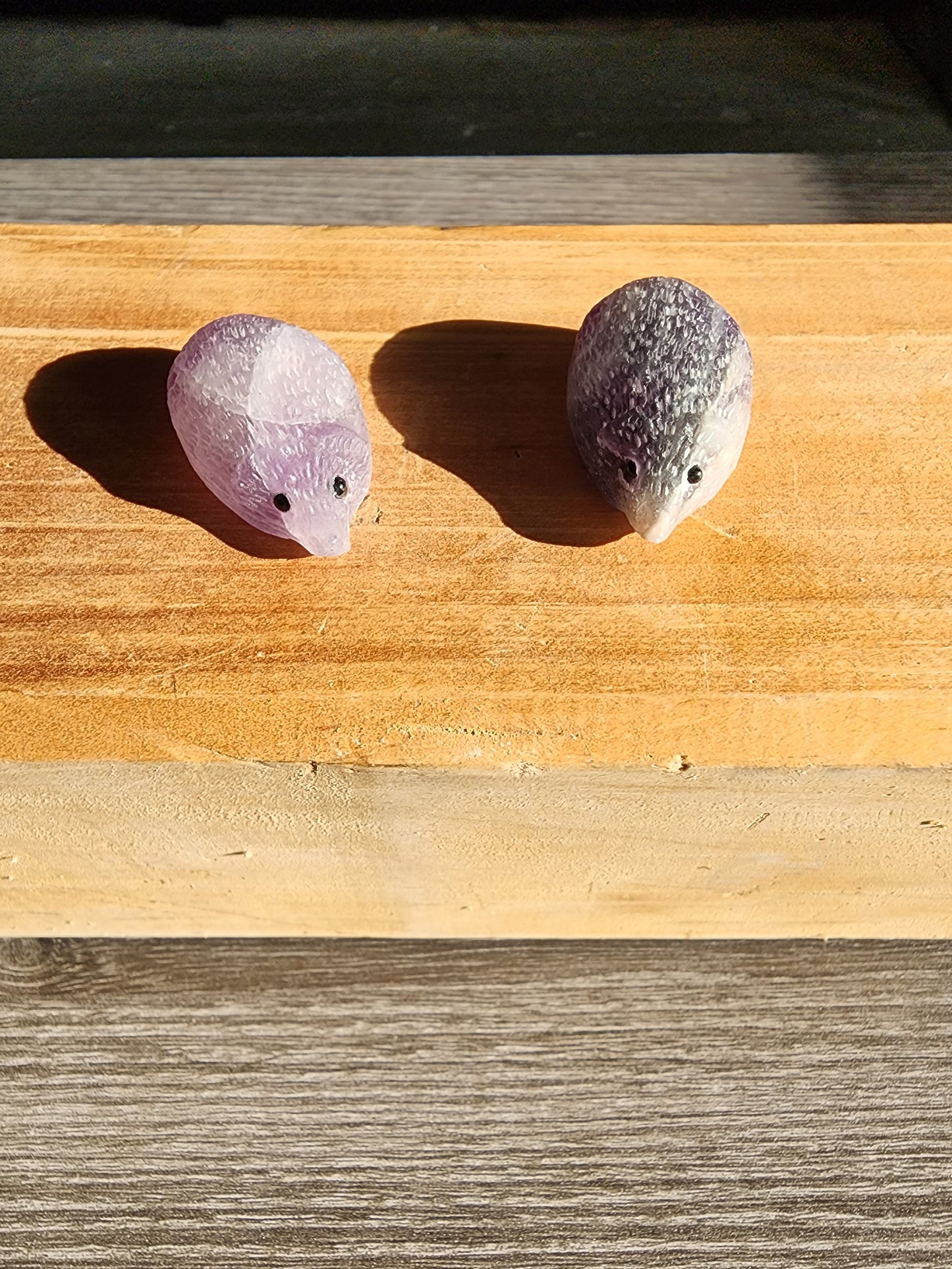 Flourite animal carvings