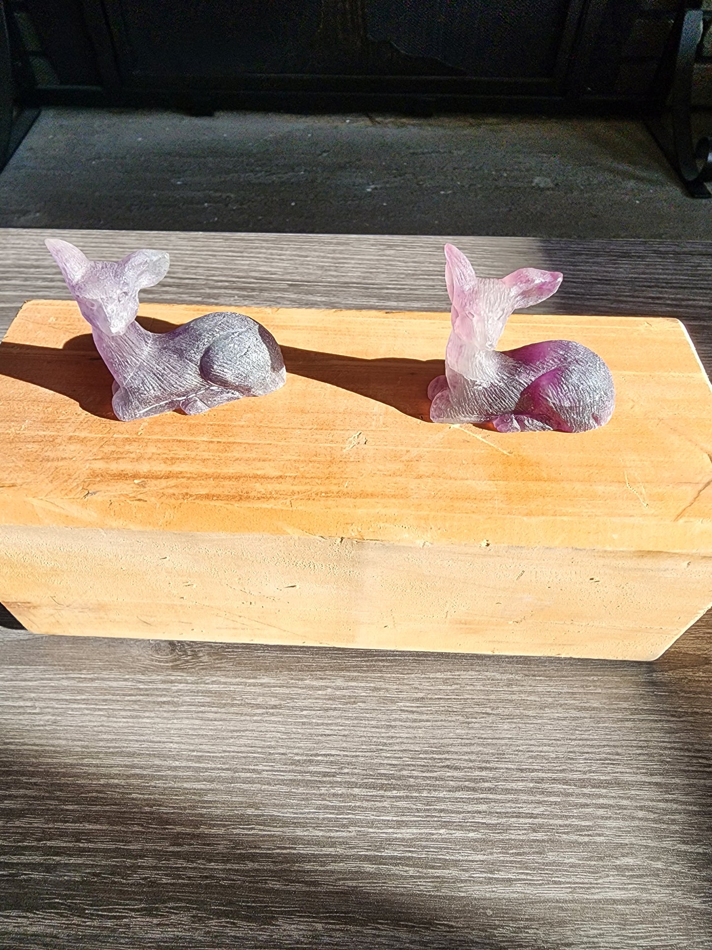 Flourite animal carvings