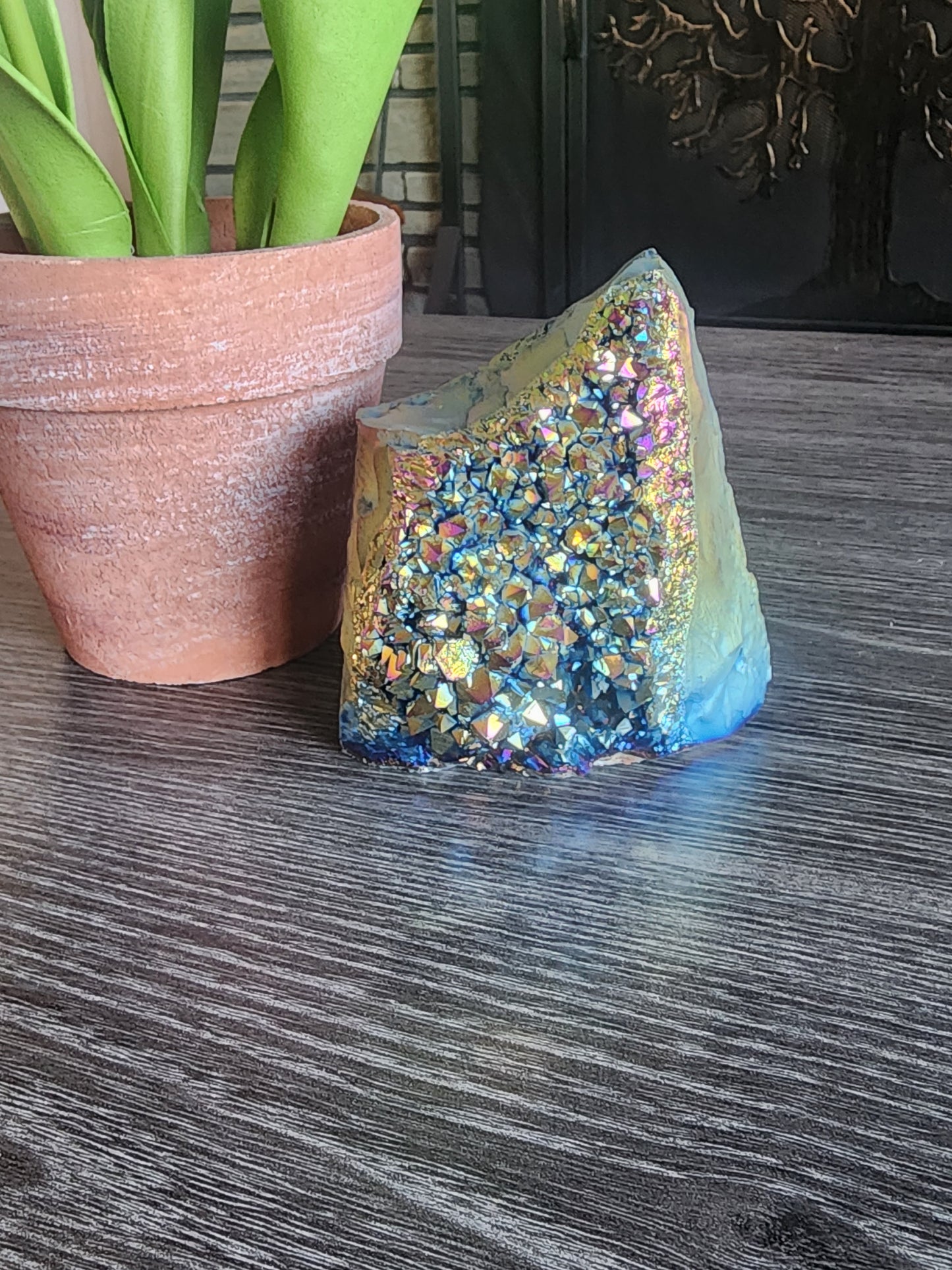 Titanium Aura Quartz Clusters