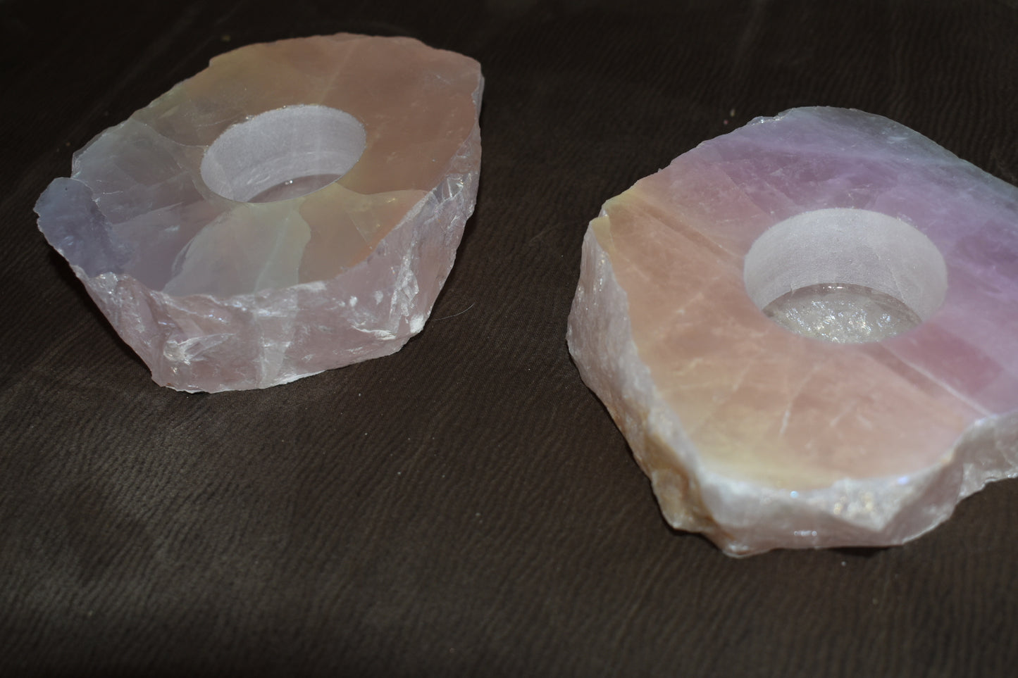 Aura Rose Quartz Candle Holders