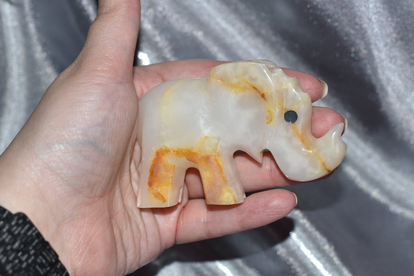 Milky Quartz Elephant Carving
