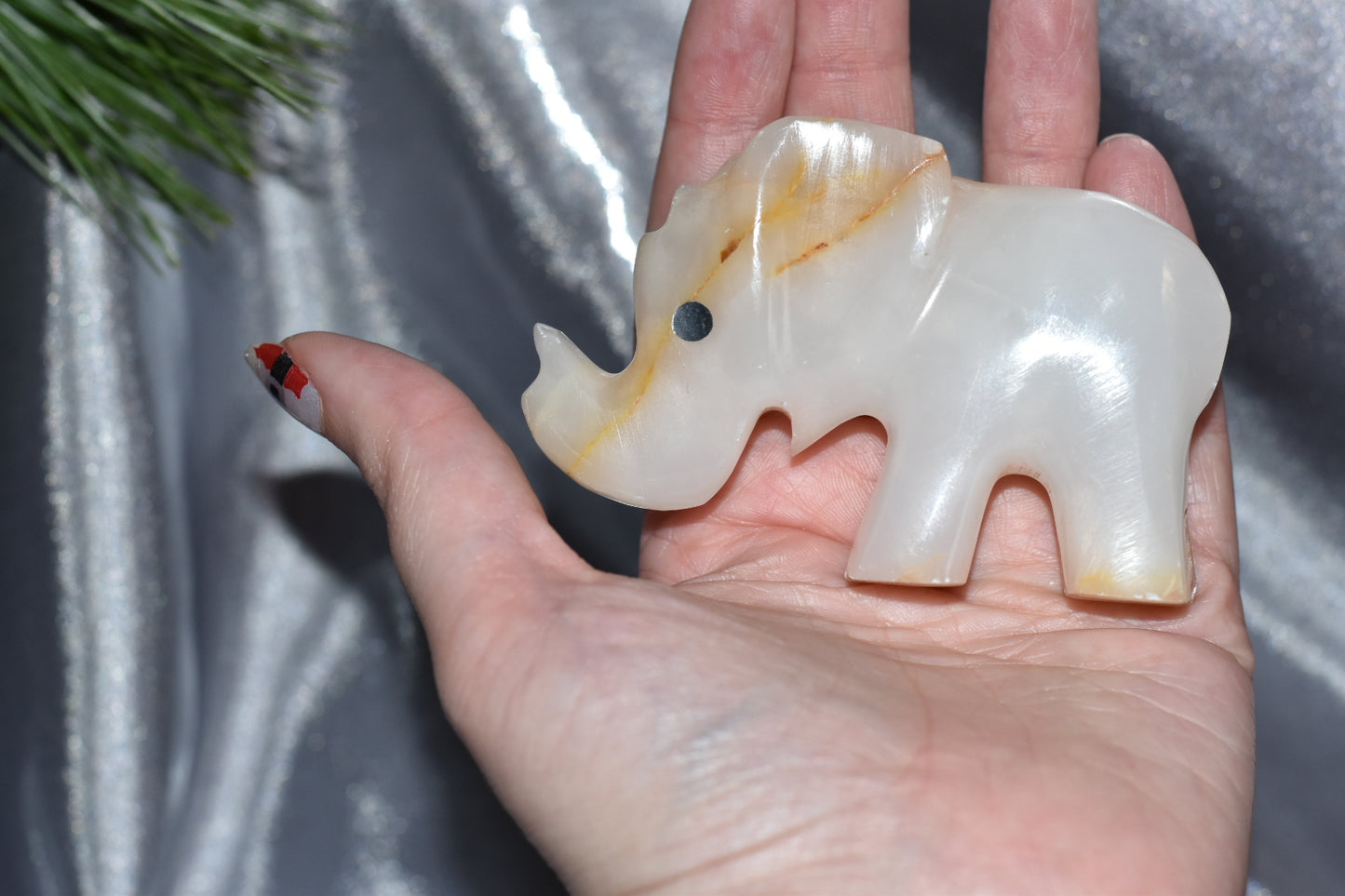 Milky Quartz Elephant Carving