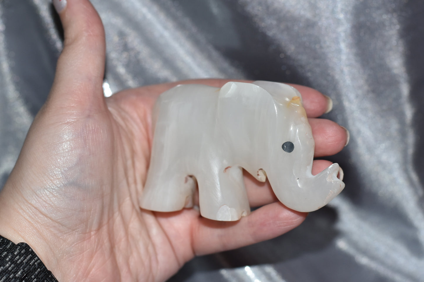 Milky Quartz Elephant Carving