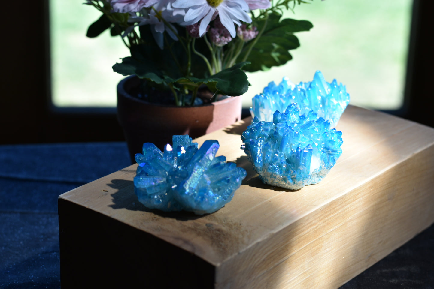 Aqua Aura Quartz Clusters