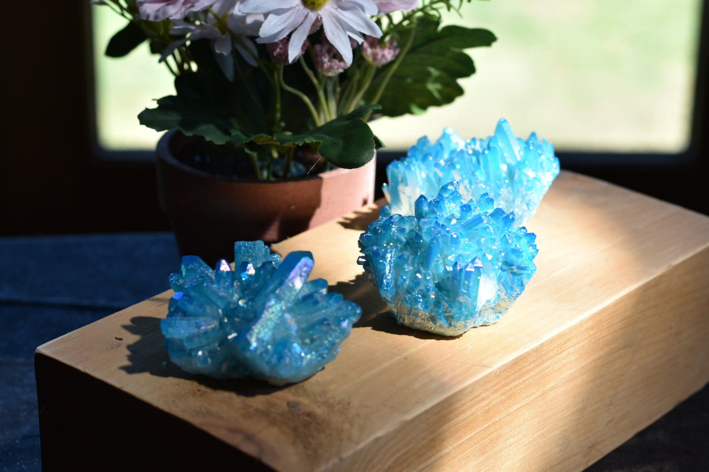 Aqua Aura Quartz Clusters