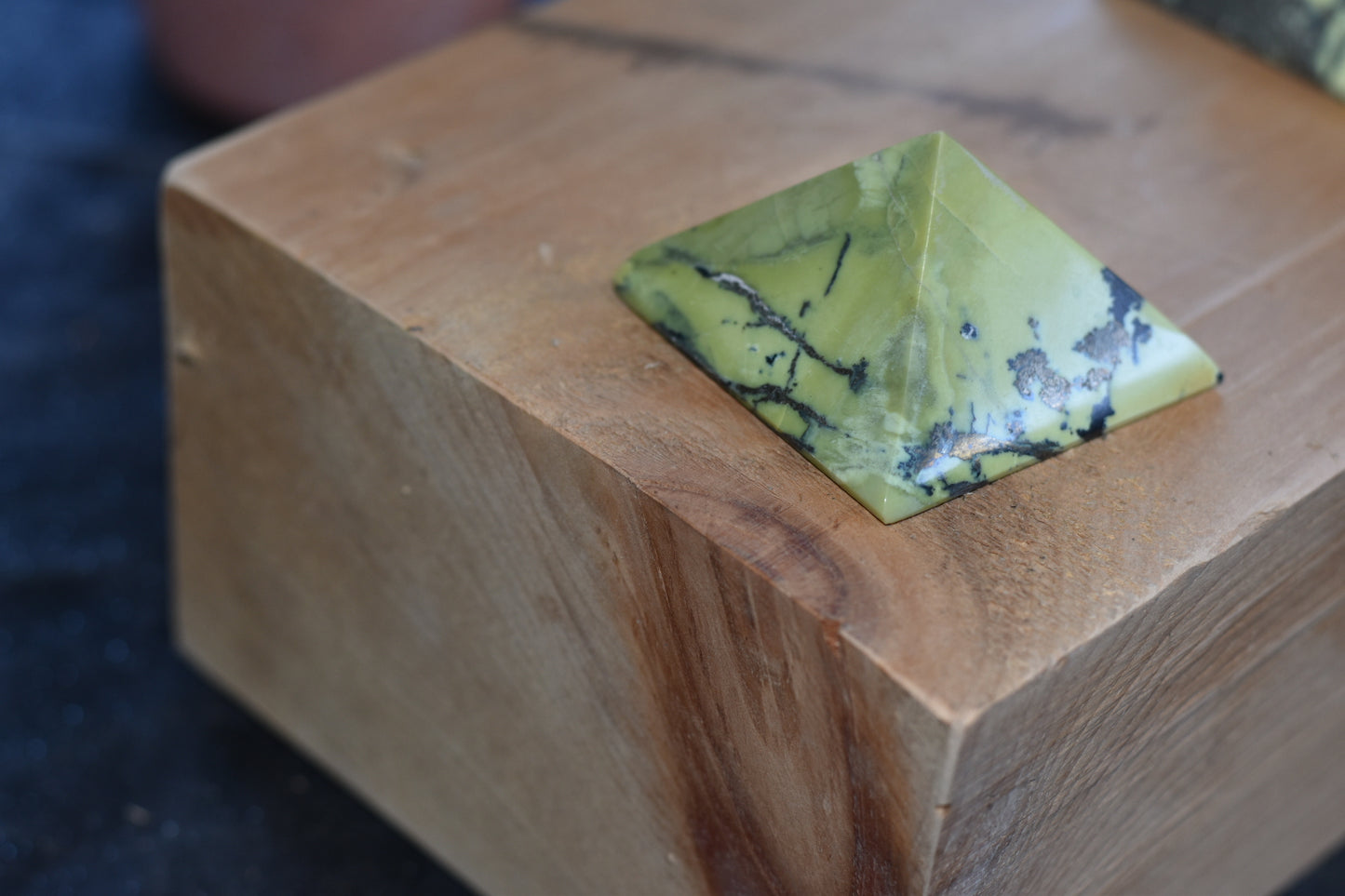 Yellow Serpentine with Pyrite inclusions Pyramids