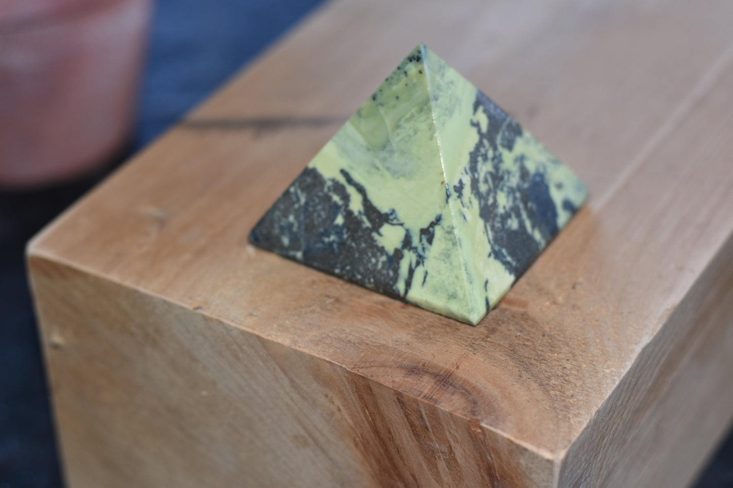 Yellow Serpentine with Pyrite inclusions Pyramids