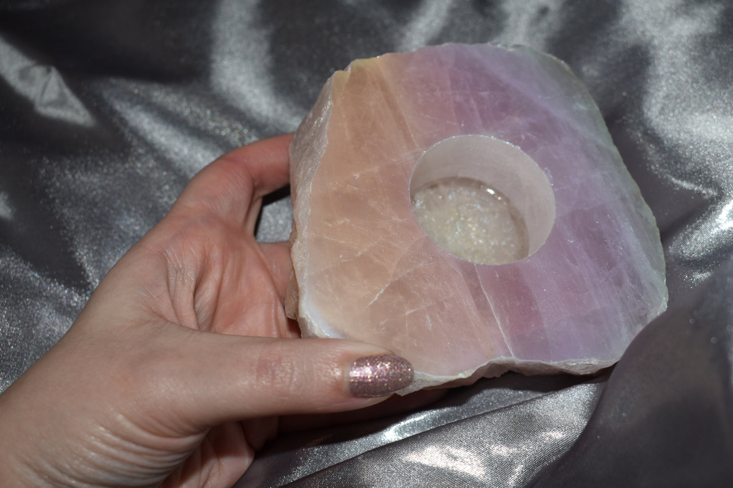 Aura Rose Quartz Candle Holders
