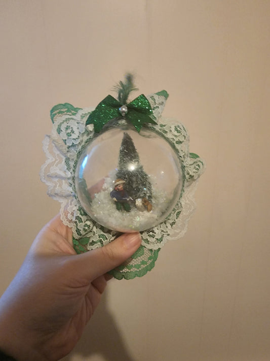 Green treescape ornament