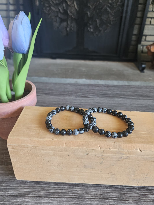 Snowflake Obsidian Bracelet 8mm